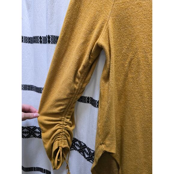 Saturday Sunday Anthropologie yellow gathered sleeve lightweight knit sweater M - Picture 4 of 10